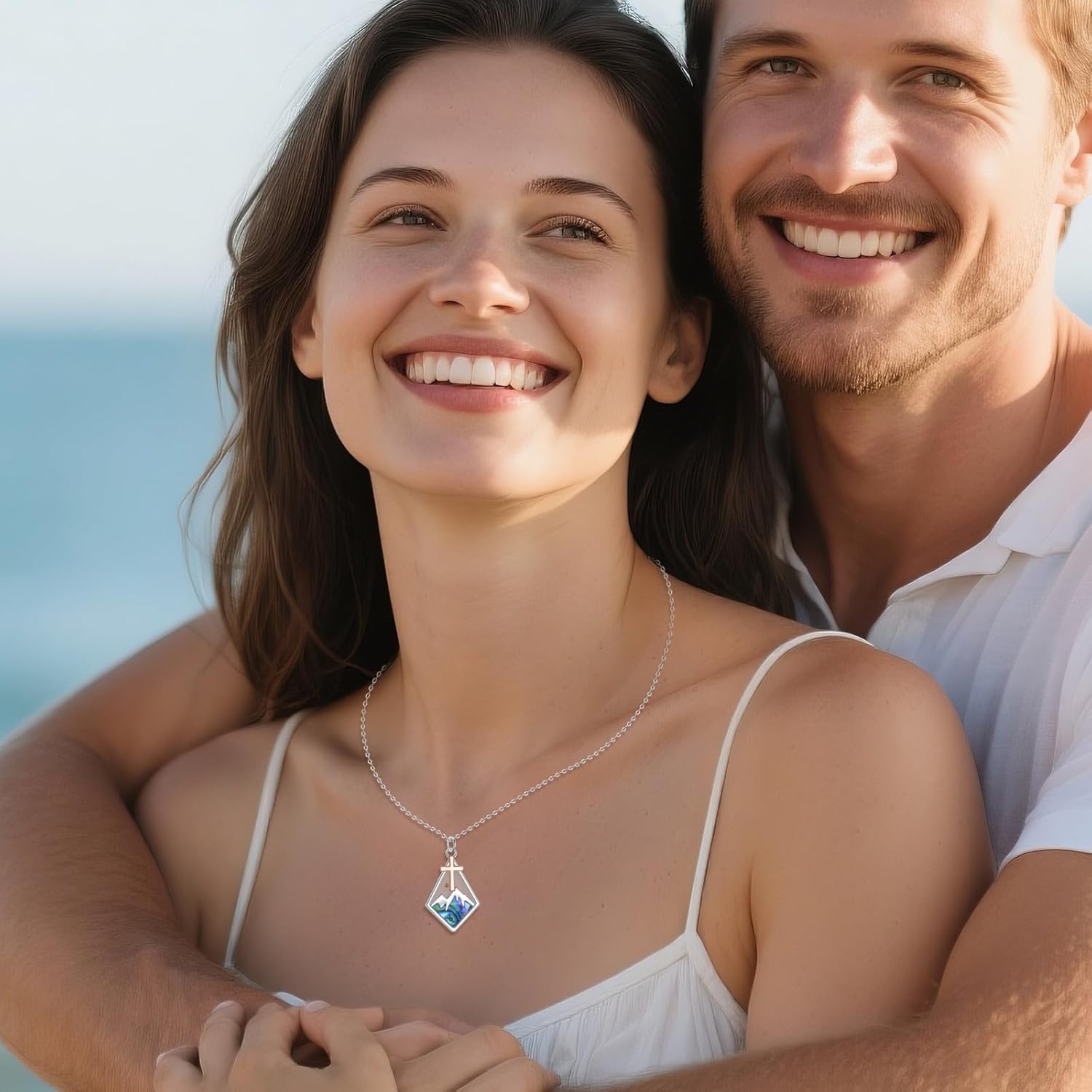 YAFEINI Mountain Mustard Seed Cross Necklace S925 Sterling Silver Cross Pendant Necklace Mustard Seed Turquoise Christian Jewelry Gifts for Women Female - Image 6