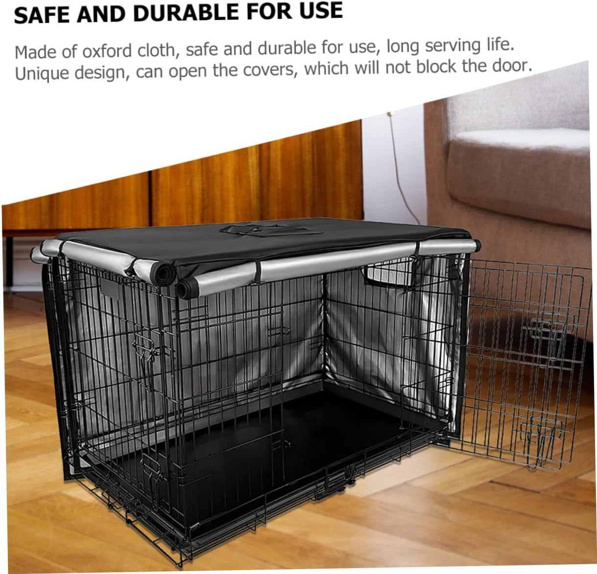 Totority Rainproof Oxford Cloth Dog Crate Cover with Dual Openings Kennel Cover for Indoor Outdoor Use Fits Cages Breathable Window for Pet Comfort and Easy Access