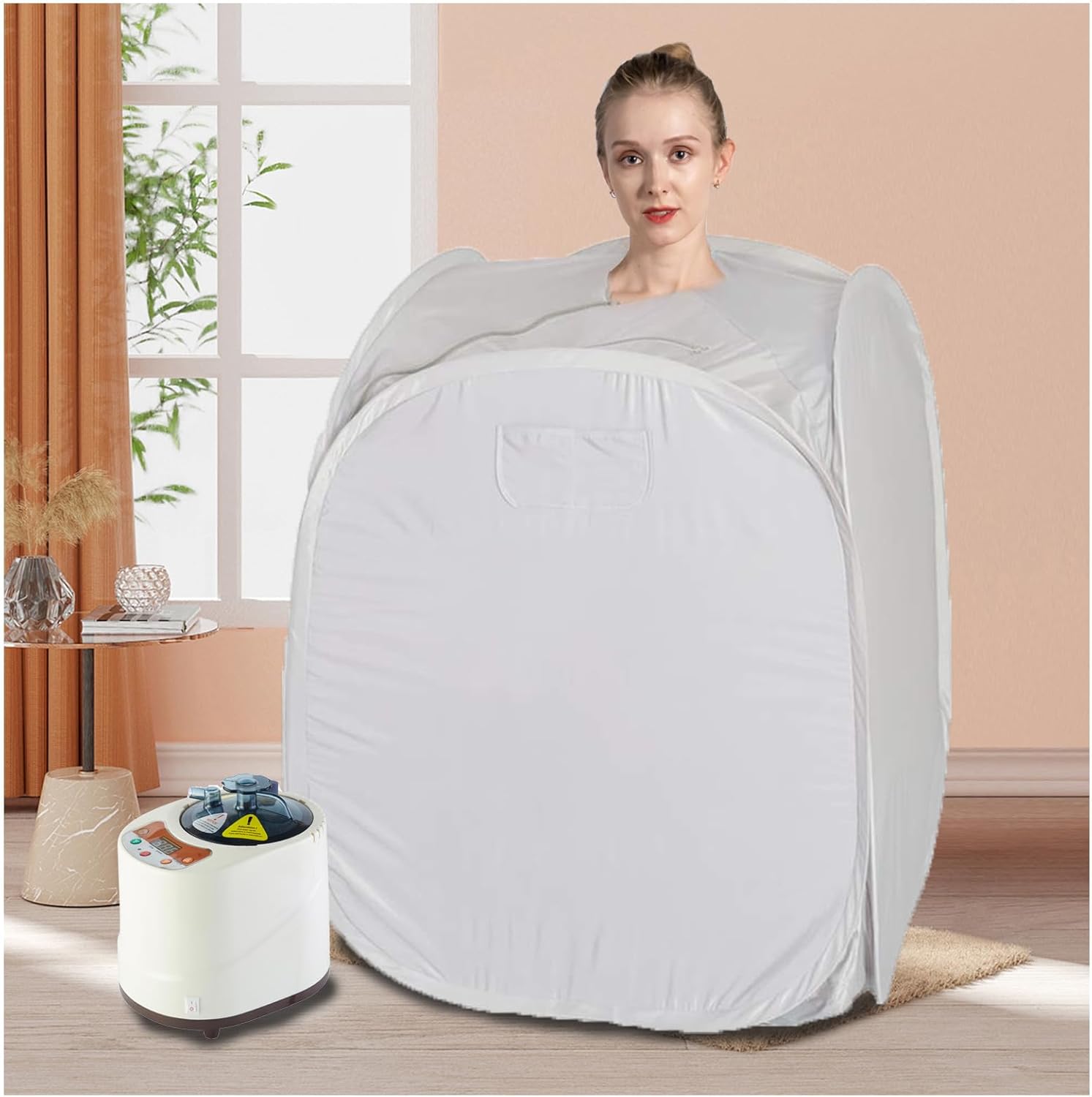 Smartmak Portable Steam Home Sauna Upgrade 2L Steamer, Lightweight Tent, One Person Full Body Spa for Detox Therapy (US Plug) -Grey