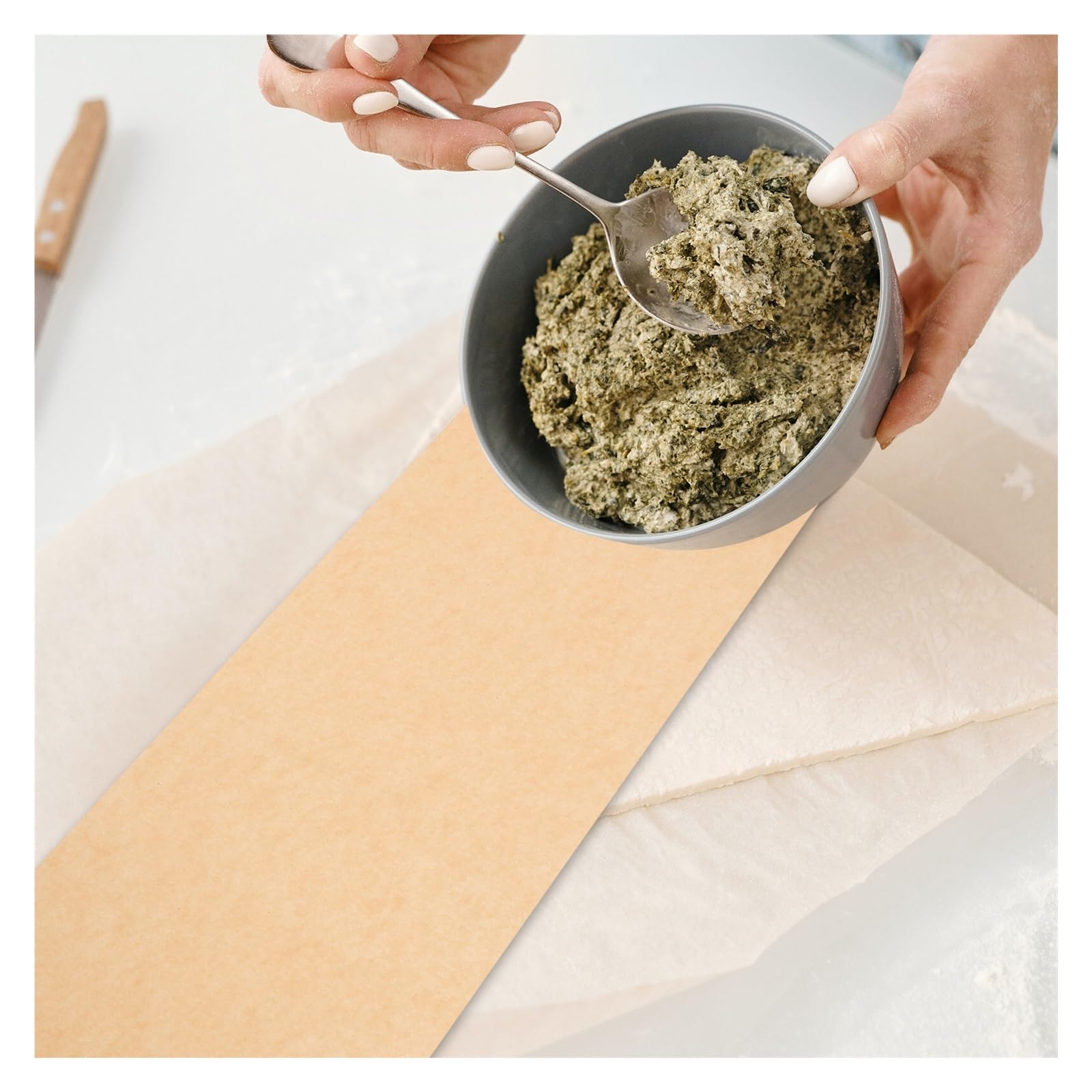 Hojas de papel para hornear, 150 forros antiadherentes resistentes | Forros de pergamino beige, resistentes al aceite y al calor, 44.00X17.50X0.10cm