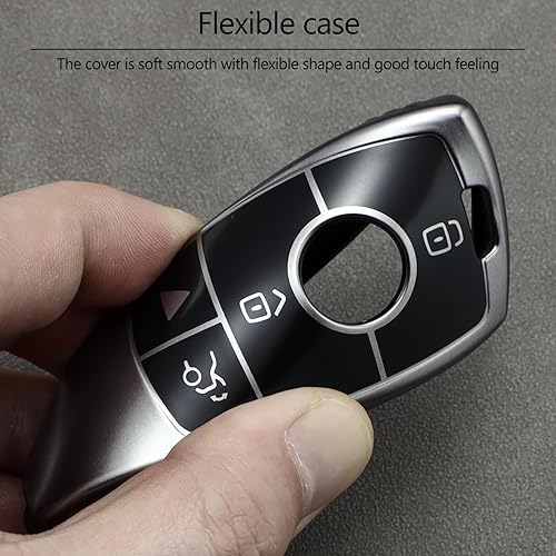 Miniatura 7 de Lcyam Funda para llavero suave y duradera para Mercedes-Benz A220 E63S AMG Clase E GLE 350 4MATIC E300 E400 E43 W213 Smart Key 2019 2020 2021