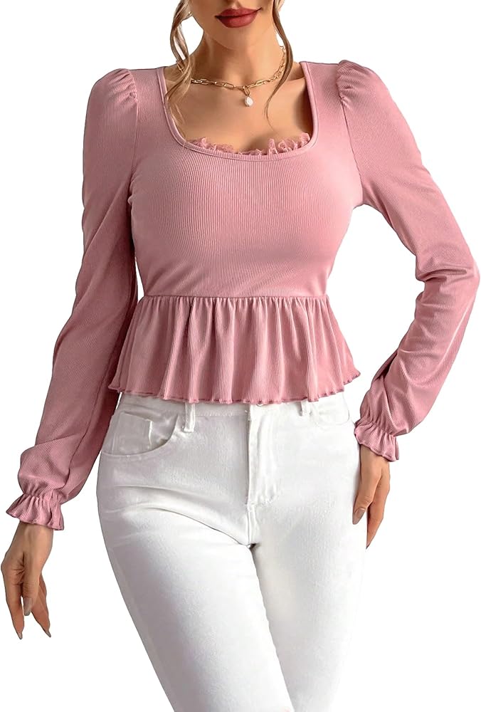 pink lace peplum top