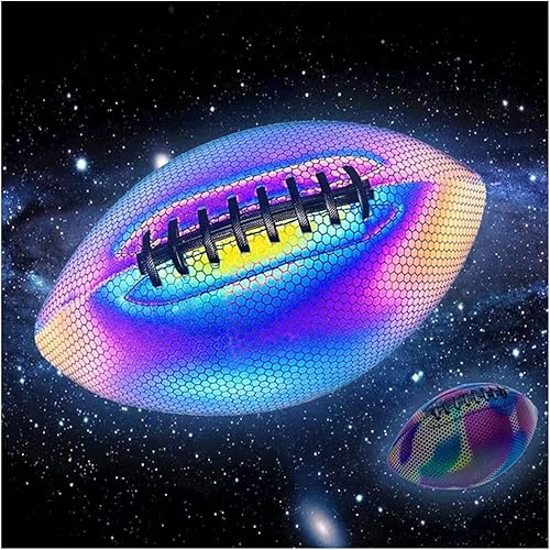 Fútbol reflectante holográfico, fútbol brillante, pelota de rugby que brilla en la oscuridad, juguete de idea de regalo de fútbol, luz con flash de