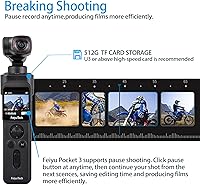 Vista 5 de Feiyu Pocket 3 Kit Cámara de Vlog Manual 4K Estabilización de Imagen de Gimbal de 3 Ejes 1/2.3" CMOS 4K60fps 1080P 120fps Ángulo Ultra