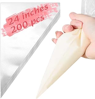 Cologo 24 Inch Extra Large Piping Bags 200 Pack Disposable Icing Bags Thickened Non-Slip Anti-Burst for Cake Decorating