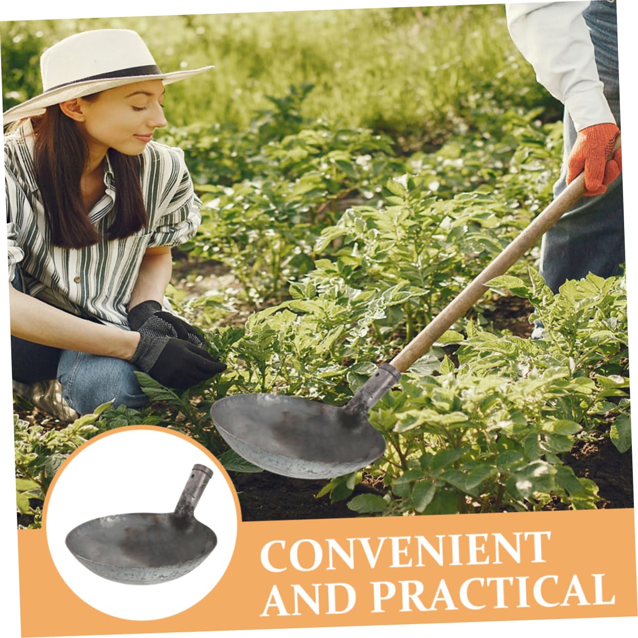 TOYANDONA Pala de Estiércol Metálica Reutilizable para Jardinería y Limpieza de Alcantarillas, Cucharón Vertical de 24 Cm, Herramienta Resistente para Desechos y Lodos Agrícolas