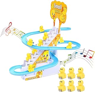 Electric Duck Climbing Stairs Toys,Baby Musical Toys,Sensory Duck Toy for Babies Slide Roller Coaster Toys Montessori Music Toy Roller Coaster Track Toy Small Ducks Climbing Toys Baby Light Up Toys