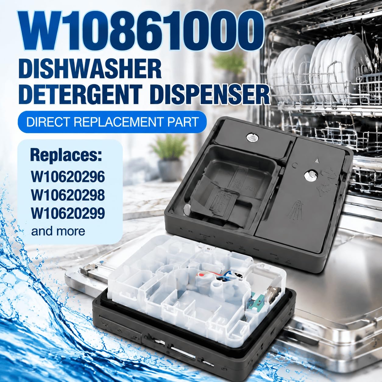 Dispensador Lavavajillas para Whirlpool WFO3T123 2016-2026,Diseño ABS Duradero