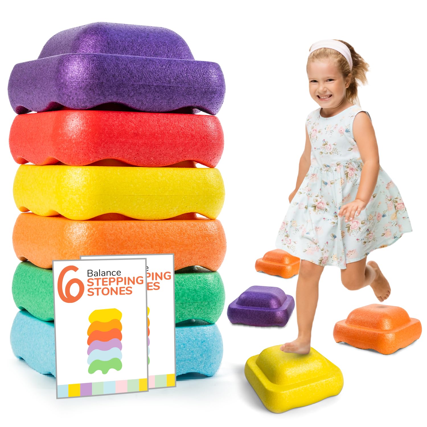 Motherly Haven Balance Stepping Stones for Kids, Sensory Toy to Promote Coordination, Obstacle Course for Toddlers, Outdoor Yard Activity, STEM Toy for All Ages