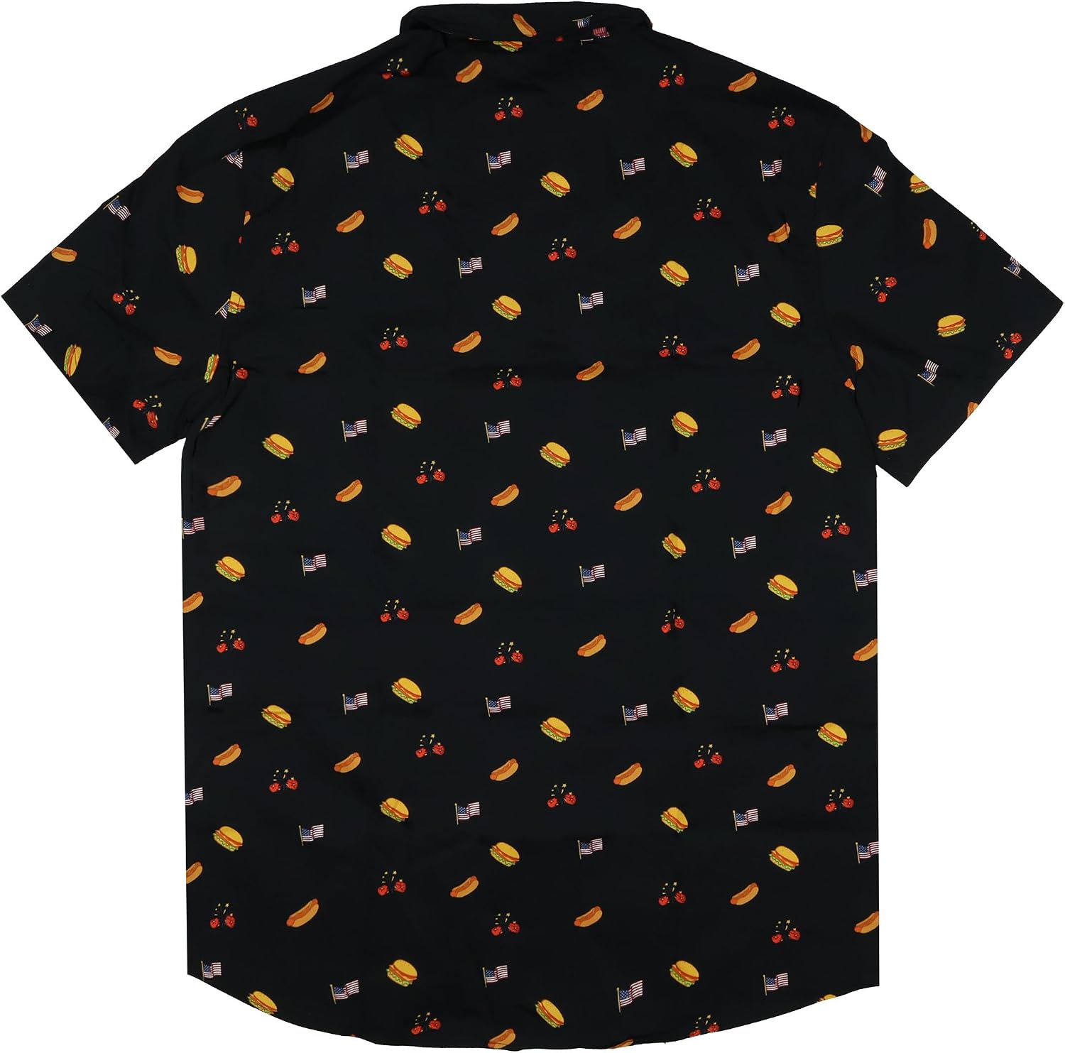 Fourth of July Mens Hamburgers Flags Hot Dogs Adult Button Up Shirt