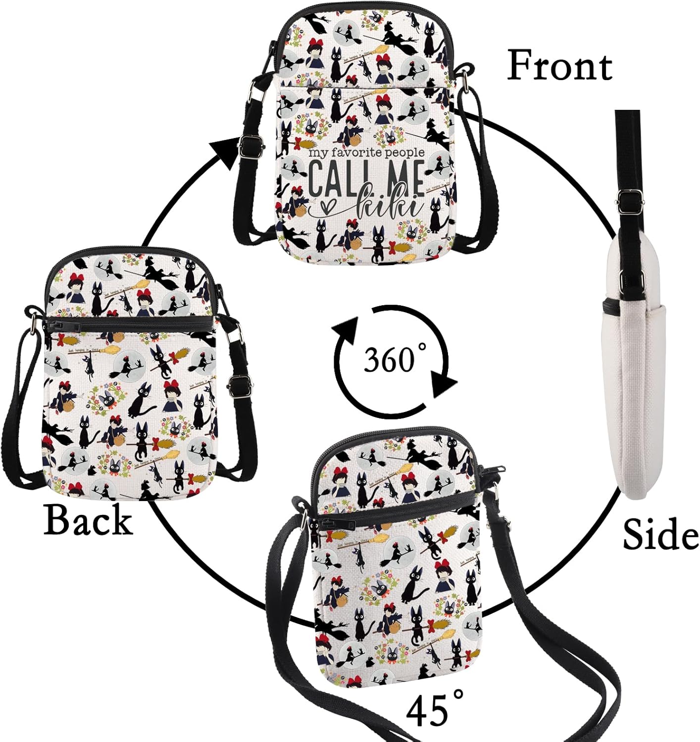 MBMSO Kiki and Jiji Crossbody Bag Animated Movie Theme Gifts for Manga Fans Kiki Delivery Inspired Crossbody Purse for Baker - Image 3