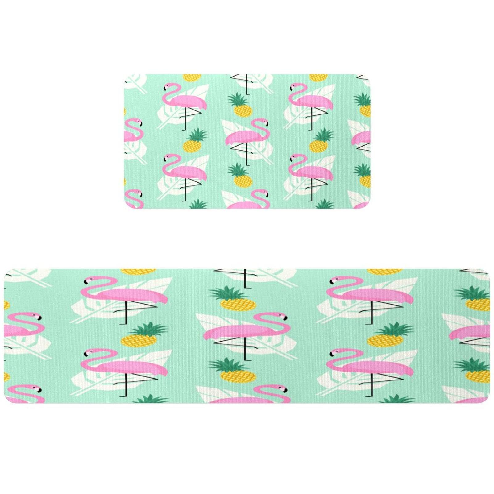 Tapis de cuisine antidérapants lot de 2 lavables motif flamant rose