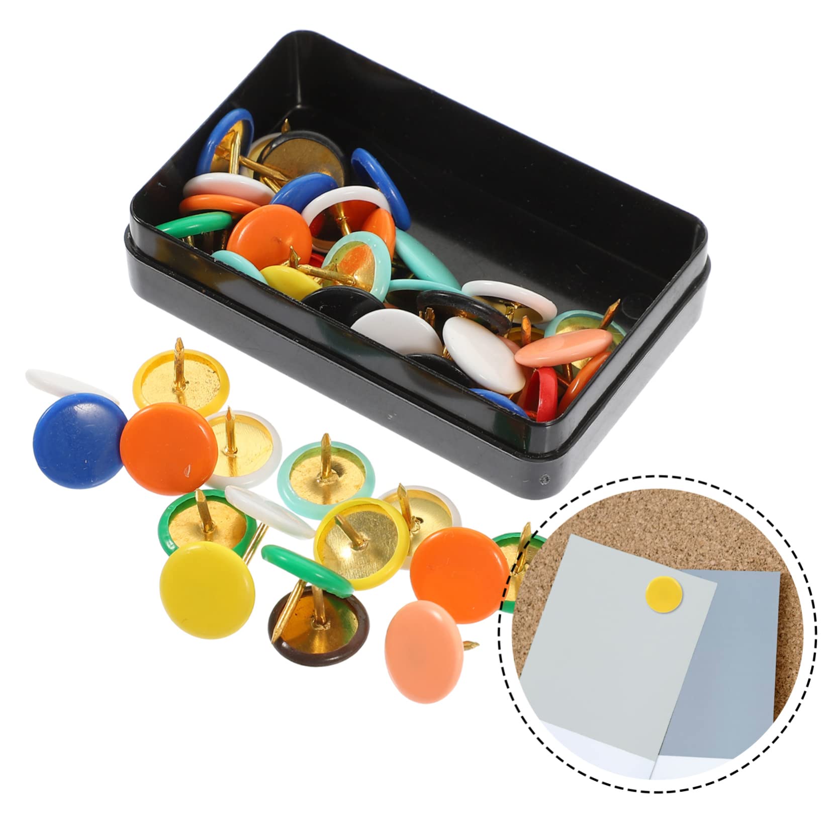 SHINEOFI 5 Sätze Reißzwecke Für Niedlich Rund Blau Nähen Drücken Büroartikel Büromaterial Bürozubehör Reisnagel School Stuff Tack Dekorative Stecknadel Büro Reißnägel Eisen 100 Stück * 5