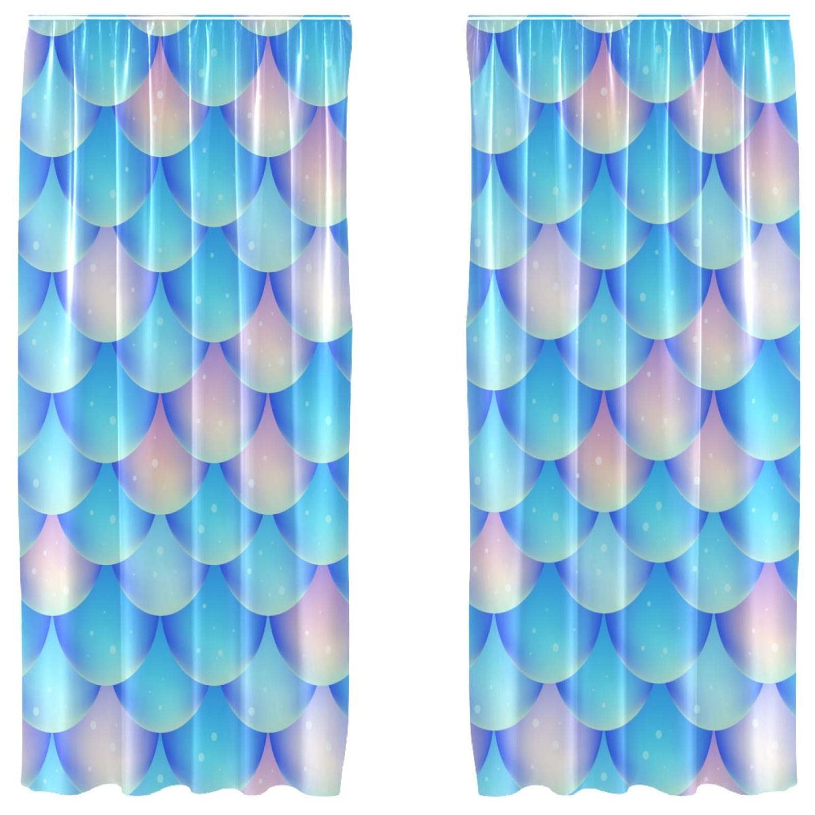 Cortinas de salón azul sirena de 55x84" para un ambiente marino y relajante en el hogar