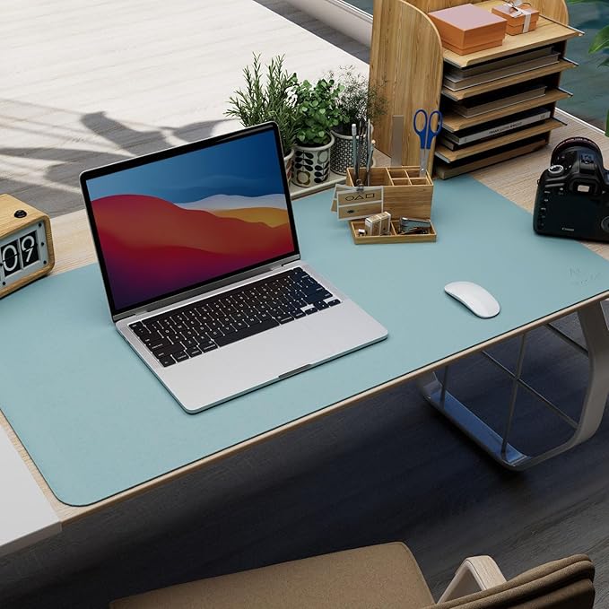 K KNODEL Protector de Escritorio de Cuero PVC, Alfombrilla Antideslizante Azul Cielo miniatura 2