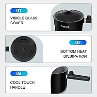 Vista 7 de Topwit Olla caliente eléctrica, olla de ramen de 1.5 L, sartén portátil antiadherente, olla eléctrica para pasta, bistec, sin BPA, cocina eléctrica