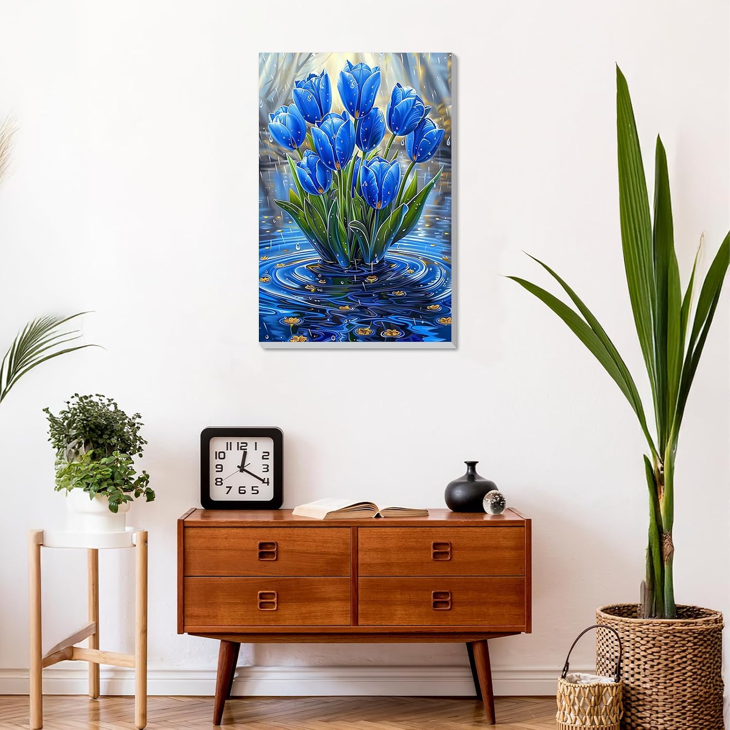 DOMROM Framed Paint by Numbers Kit for Adults, Blue Tulip Flower DIY Paint by Number Kits on Canvas, Easy Canvas Painting by Numbers for Home Wall Decoration Gift 8x12 Inch image 4