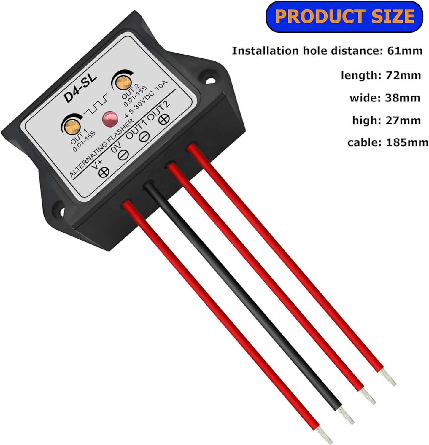 DC 4.5-30V 10A Adjustable Alternating Flasher Relay Module,Dual Channels with Independent 0.01-15S Timers for Wig-Wag Warning Lights,Emergency Beacons,Automotive Signal Control-D4