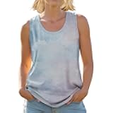 Stylish Women's Crewneck Tank Tops Outdoor Trendy Beach Party Pullover Cropped Sleeveless Tshirts for Summer