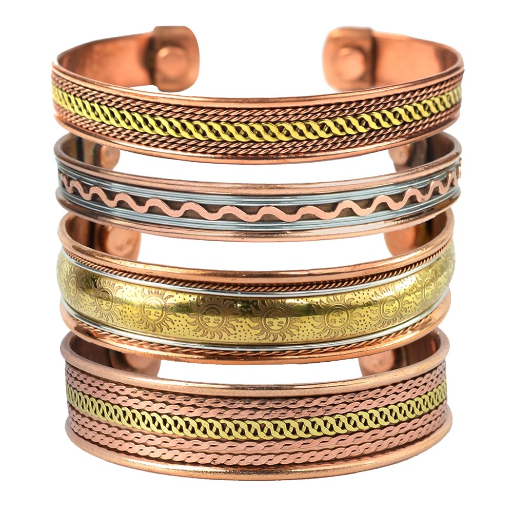 Reiki Crystal Products Mix Metal Copper Kada/Copper Bracelet free size Adjustable Kada/Bracelet for Men and Women (Color : Copper & Silver) Combo 4 pc (B08XVX5QJ2) Amazon Price History, Amazon Price Tracker