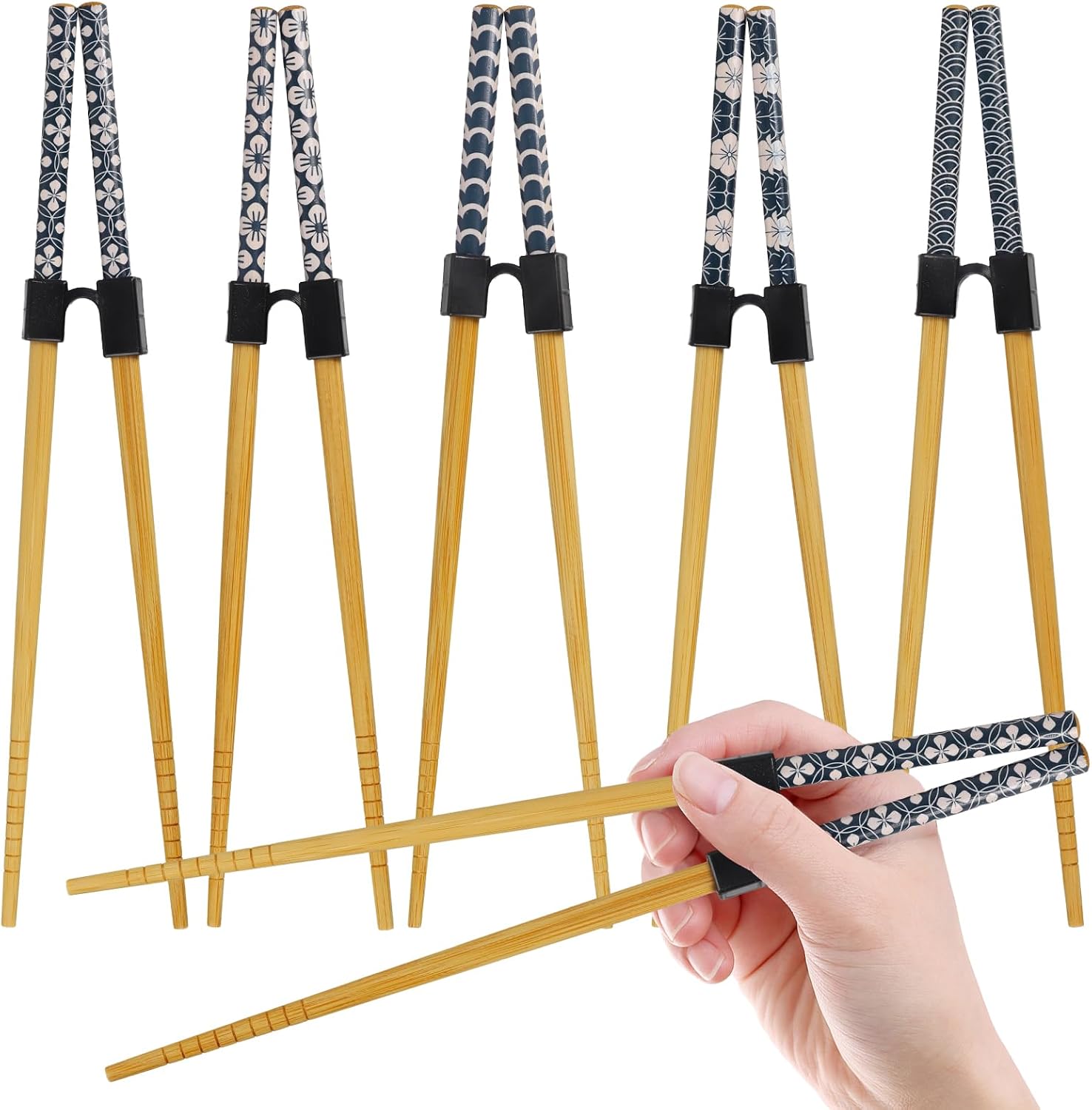 5 Pcs Chopstick Trainer,Chopsticks for Beginners Kids Adults,with 5 Pcs Chop Sticks Helpers,Non-Slip Portable,Heat-Resistan