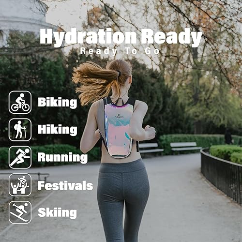 Miniatura 4 de Hydration Backpack Pack with 2L Water Bladder Rave Essentials Lightweight Bag for Hiking, Running Vest, Music Festival for Men Women (Flash)