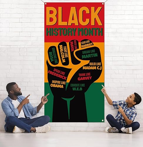 Miniatura 5 de Nepnuser Cubierta de puerta del mes de la historia negra afroamericana, decoración de fiesta nacional afroamericana, puño de poder, escuela, aula,