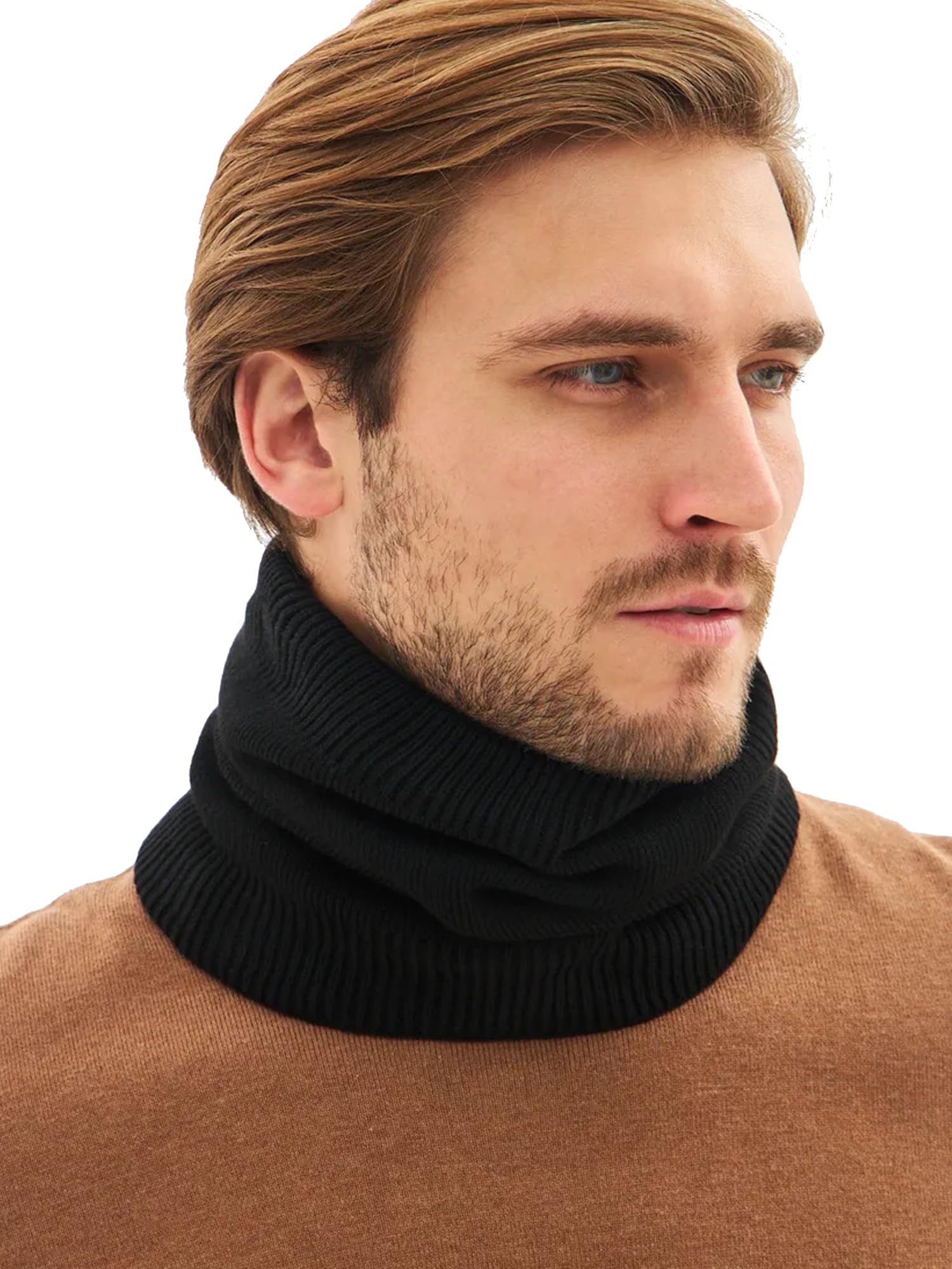 Tube Scarf Neck Warmer Scarf Men's Winter Thick Fleece Neck Warmer Mask Ski Lined Soft Neck Tube Windproof Loop Scarf for Men Women-image-17