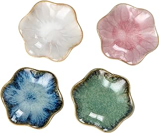 UNICASA Ceramic Lotus Jewelry Dish Set of 4, Decorative Jewelry Trays Se...
