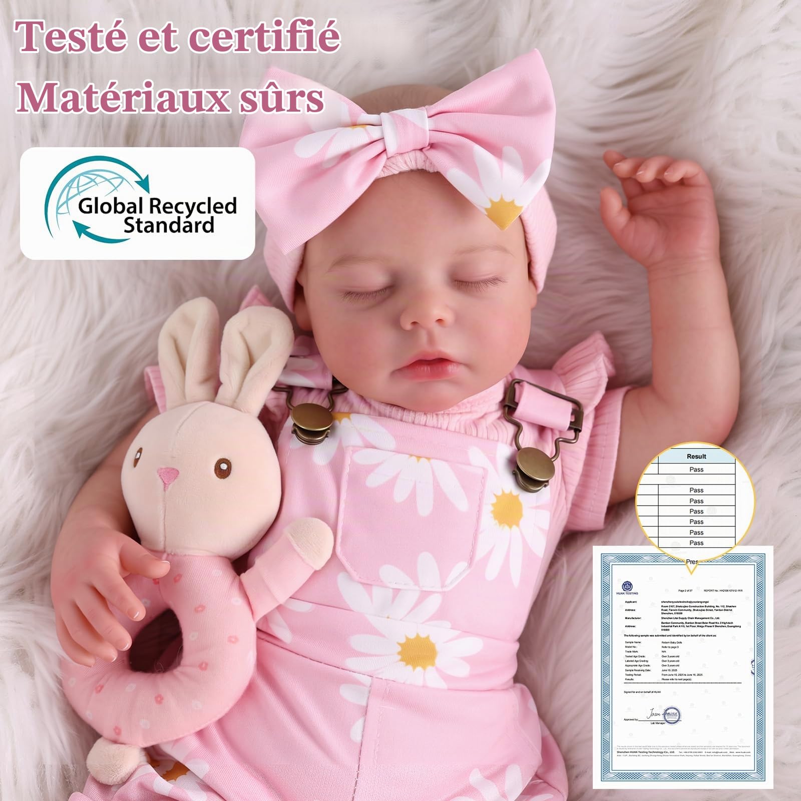 JIZHI BABESIDE Bebe Reborn Fille, 50 cm Poupee Reborn Endormie en Vinyle