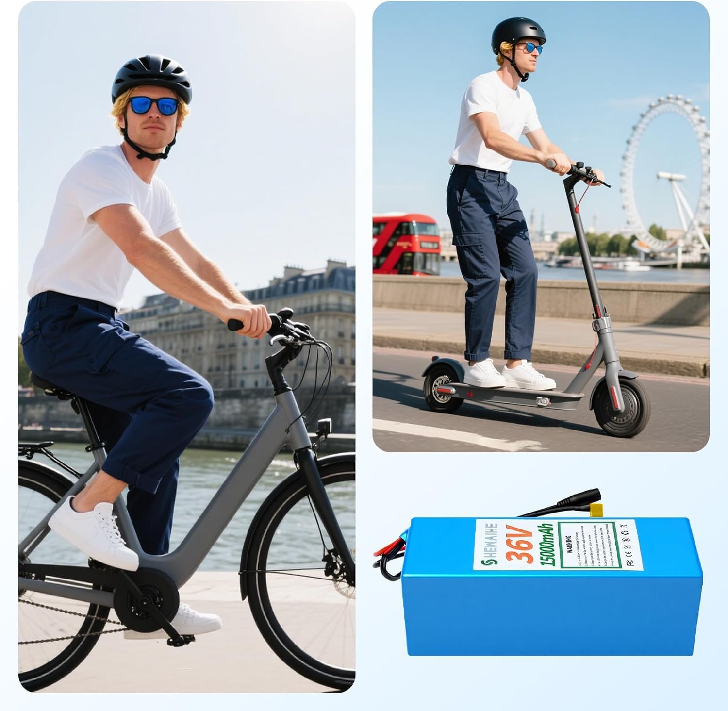 36V 15Ah Battery Pack, E-Bike Scooter Lithium Battery with 30A BMS for 0-1000W Motor, Lithium Ion Replacement Battery, Power Your Creative DIY and Bicycle Scooter Modification. - Image 8