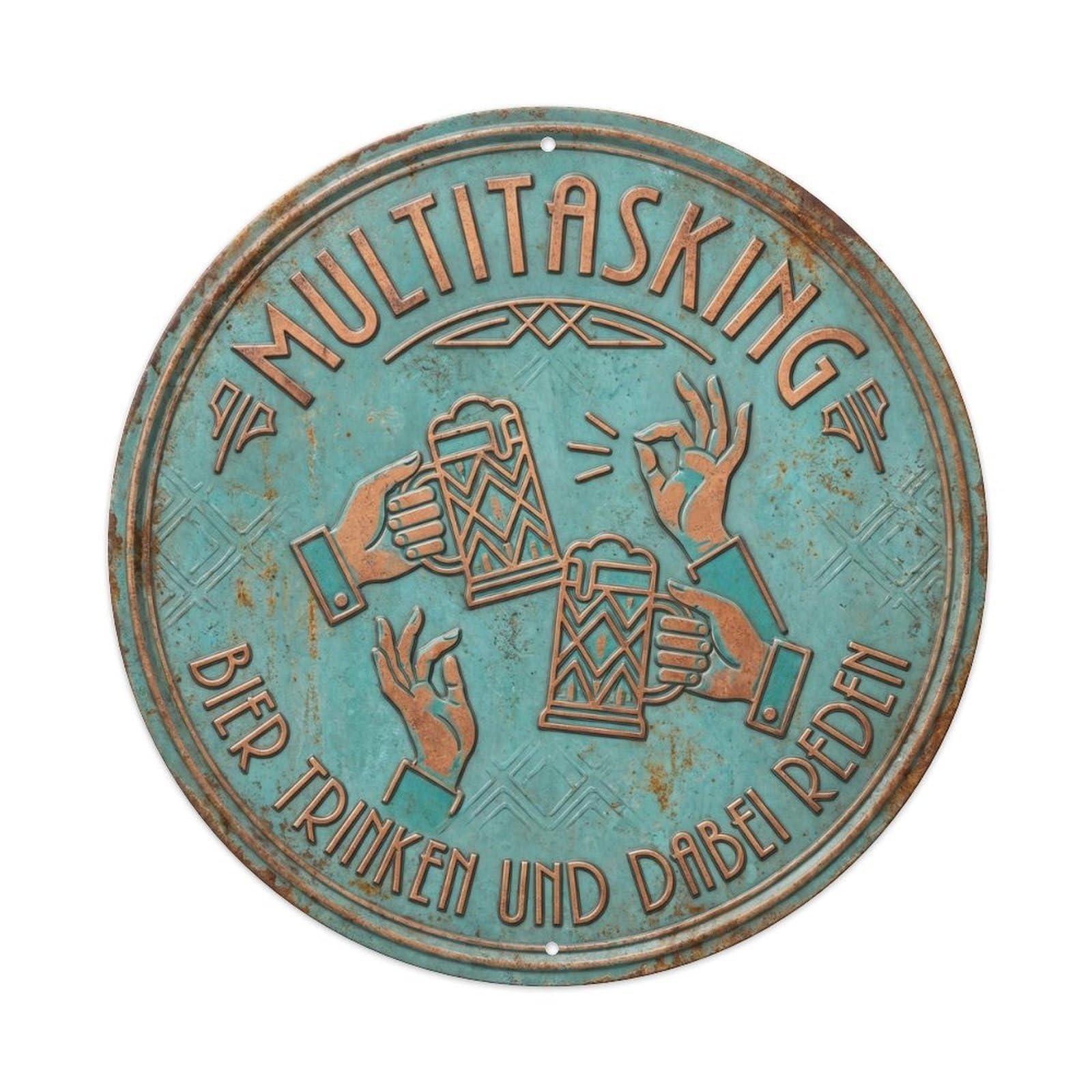 Vintage Bar Style Multitasking Humorous Lounge Skill Metal Tin Sign Plaque Wall Decor for Cafe, Club, Garden Round Metal Poster 8x8Inch