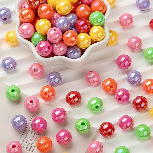 Miniatura 4 de Cuentas acrílicas de 0.472 pulgadas (0.472 in), cuentas de colores del arcoíris, cuentas redondas de burbujas para manualidades, joyería,