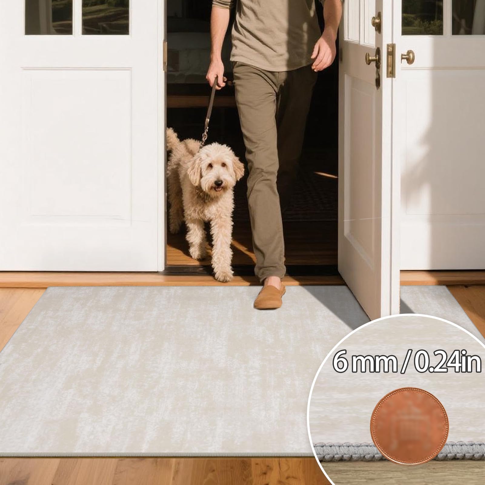 Tappeto Runner per Corridoio Tappeto Cucina Passatoia Antiscivolo Lavabile 100 x 180 cm Tappeto Corridoio Tappeti Runner Passatoia Tappetino per Soggiorno Entrata Ingresso Beige