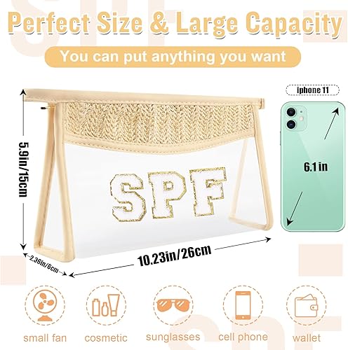 Miniatura 2 de izuzta Bolsa de maquillaje transparente boho para mujeres y niñas, SPF y sol