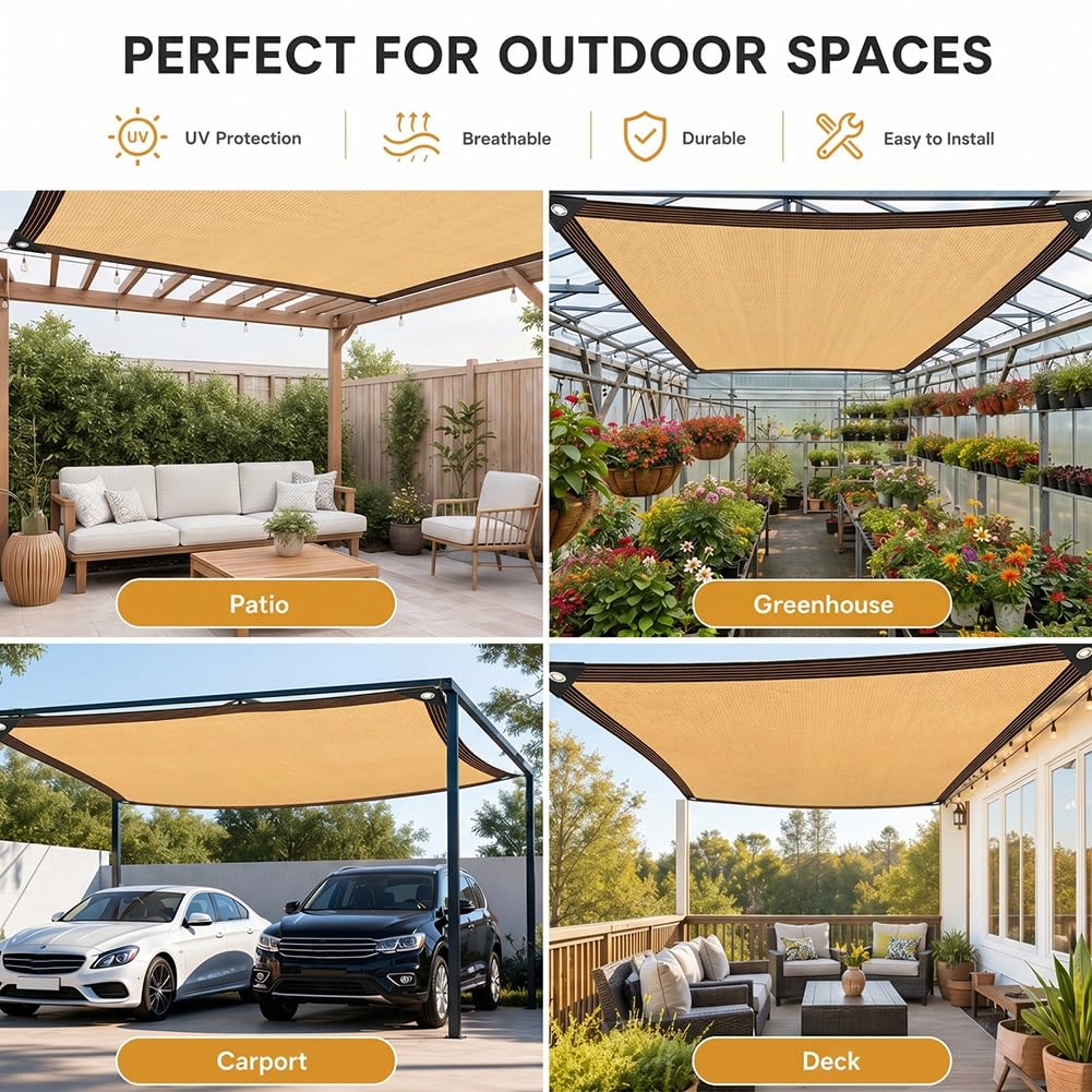 Red De Sombra 90% Protección Solar, Malla Sombra Con Ojales Tela De Sombreo | Resistente A Los Rayos UV Transpirable Toldo Vela De Sombreo Lona Para Jardín Invernadero Y Gallinero(7x12.0m)