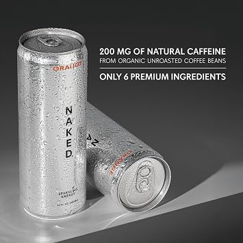 NAKED Citrus Energy 30 Servings + Sparkling Energy Drink - Orange - 12oz Cans (Pack of 12)