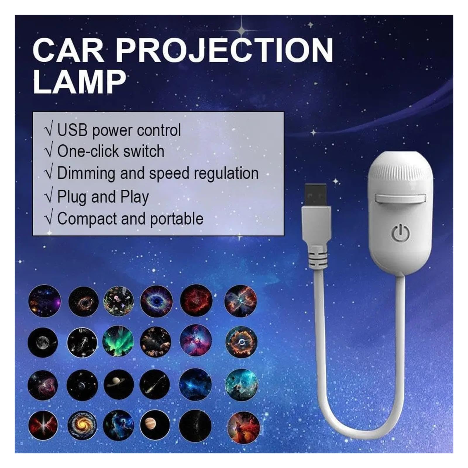Projecteur De Ciel Étoilé USB Portable, Veilleuse Galaxie 2 En 1