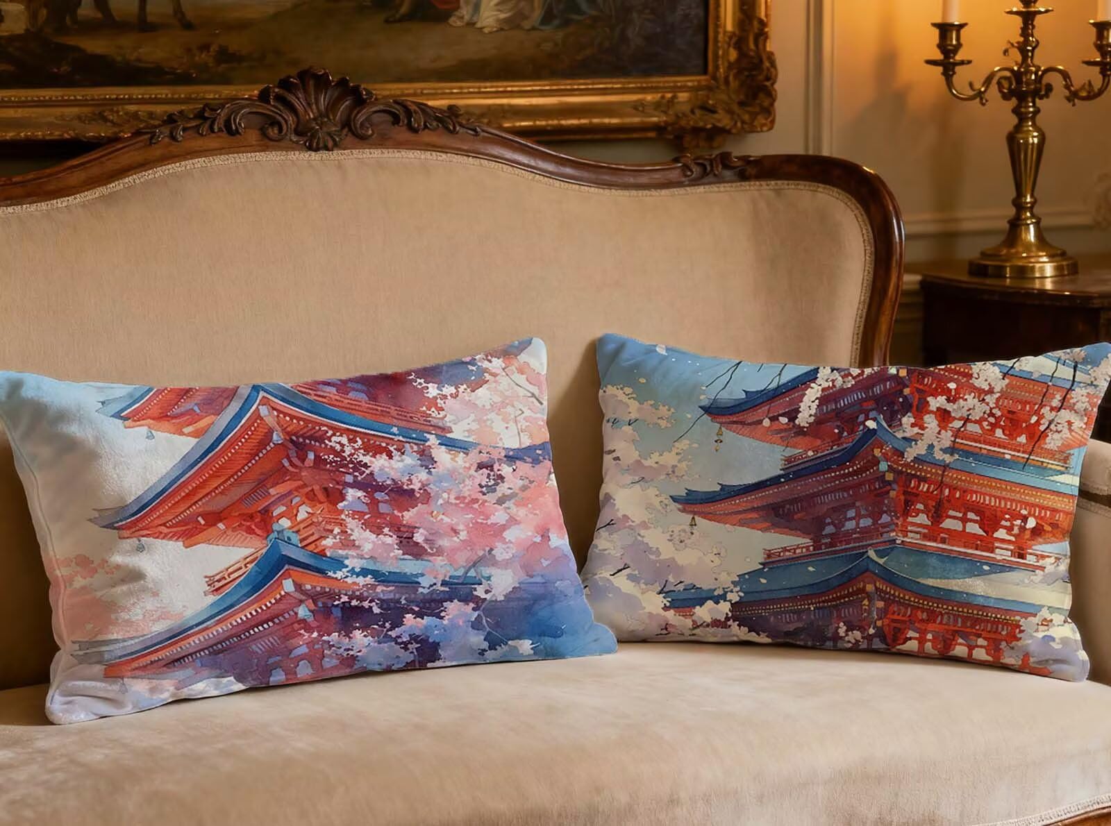 Coussin japonais 70x90cm en lot de 2 pour transformer l'ambiance de votre canapé