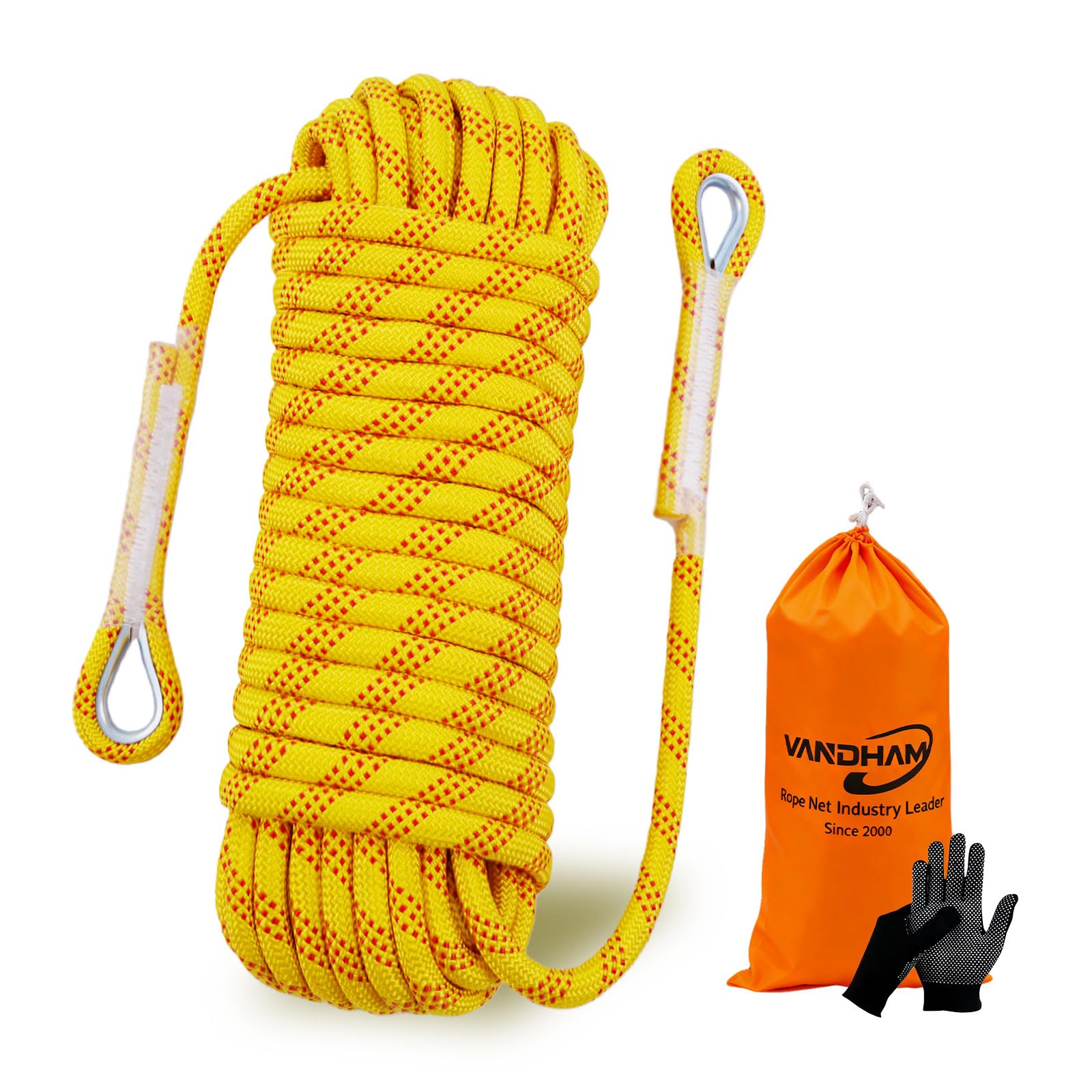 Cuerda de escalada estática de 12 mm para adultos, 10 m (32 t) 20 m (65 pies) 30 m (95 pies) cuerda de escalada de árboles al aire libre para senderismo, arborista, columpio, cuerda de rescate