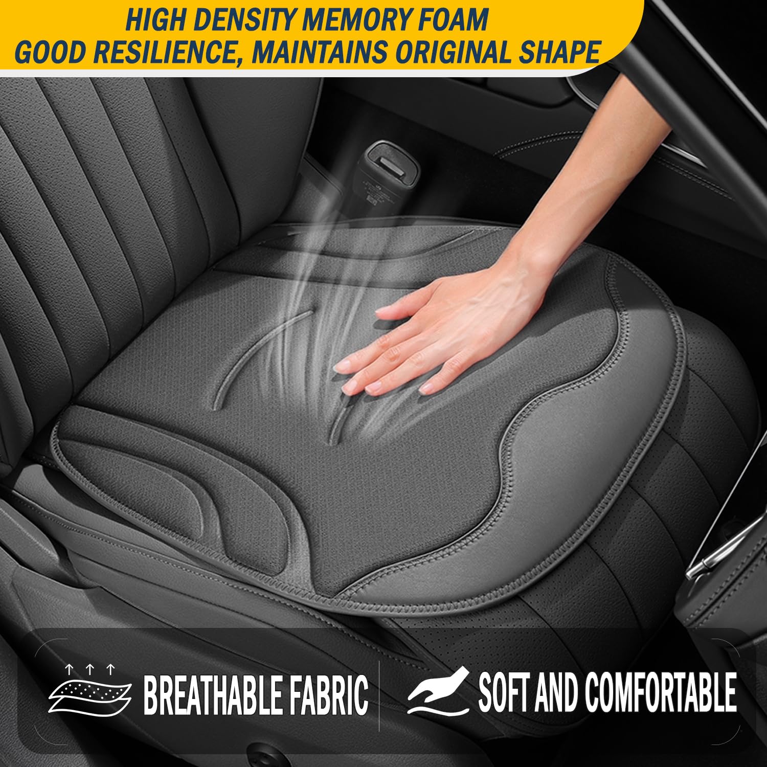HOLDCY Lot de 2 coussins de siège de voiture – Confort ergonomique, matériau respirant et ajustement universel, dessous antidérapant pour un ajustement sûr – Idéal pour les voitures, les chaises de