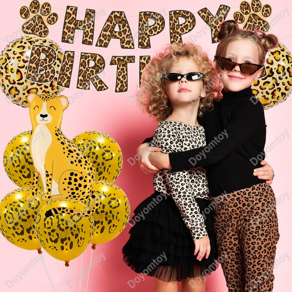 Décorations d'anniversaire à imprimé guépard, 124 pcs léopard, ballons à imprimé guépard et cerise, bannière et nappe… - France Décorations d'anniversaire à imprimé guépard, 124 pcs léopard, ballons à imprimé guépard et cerise, bannière et nappe… - France