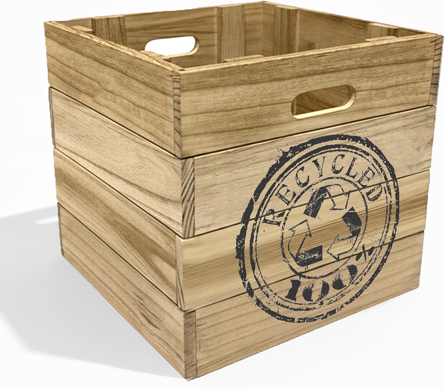 DecorDesign Storage Baskets for Shelves – 12.5x12.5 Storage Cubes – Natural Wood Shelf Boxes for Organizing – Vintage Print Motifs – Compatible with IKEA Kallax Shelves