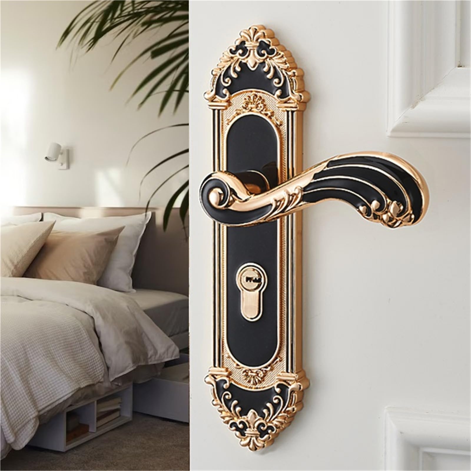 Poignée de porte intérieure or et noir pour rénovation