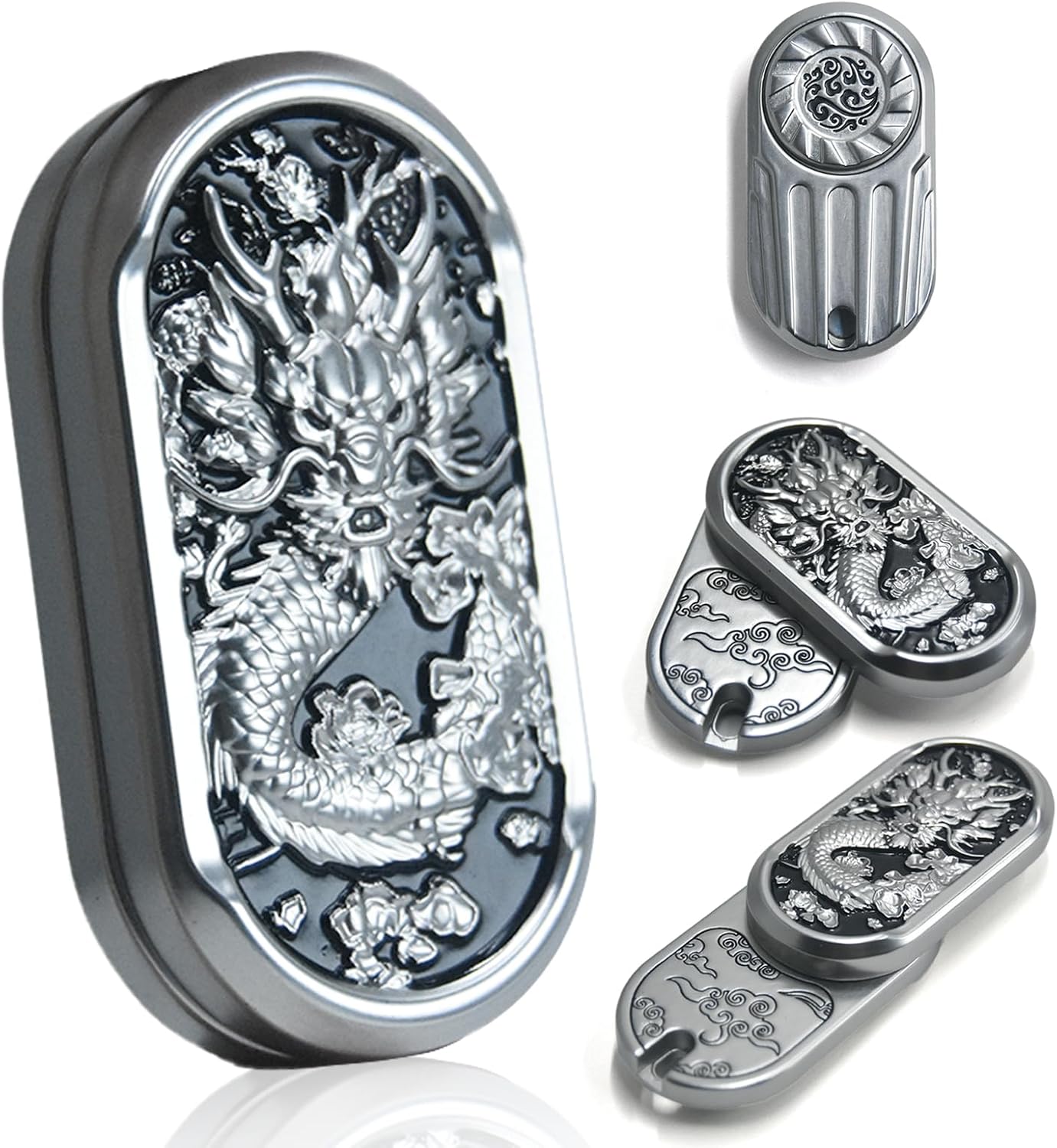 SKEDC Stress Relief Toys Adults, Metal Fidget Slider Haptic Coin Multi-Functional ADHD Tools Stress Relief Toy, Best Gadgets for Men (Dragon)
