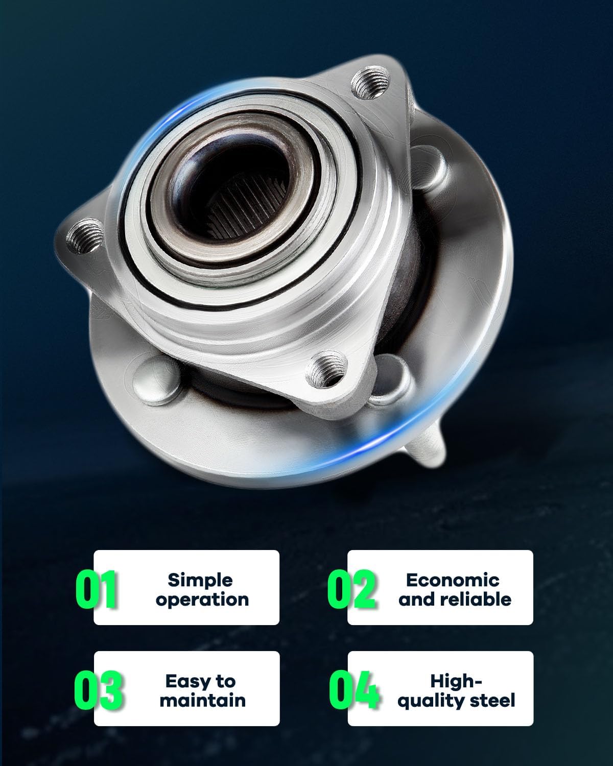 SCITOO 513205 Wheel Hub and Bearing Assembly Front for Chevrolet Cobalt 05-09 for Saturn Ion 03-07 for Pontiac G5 07-09 Hub Bearing Kit 4-Lug NO/ABS