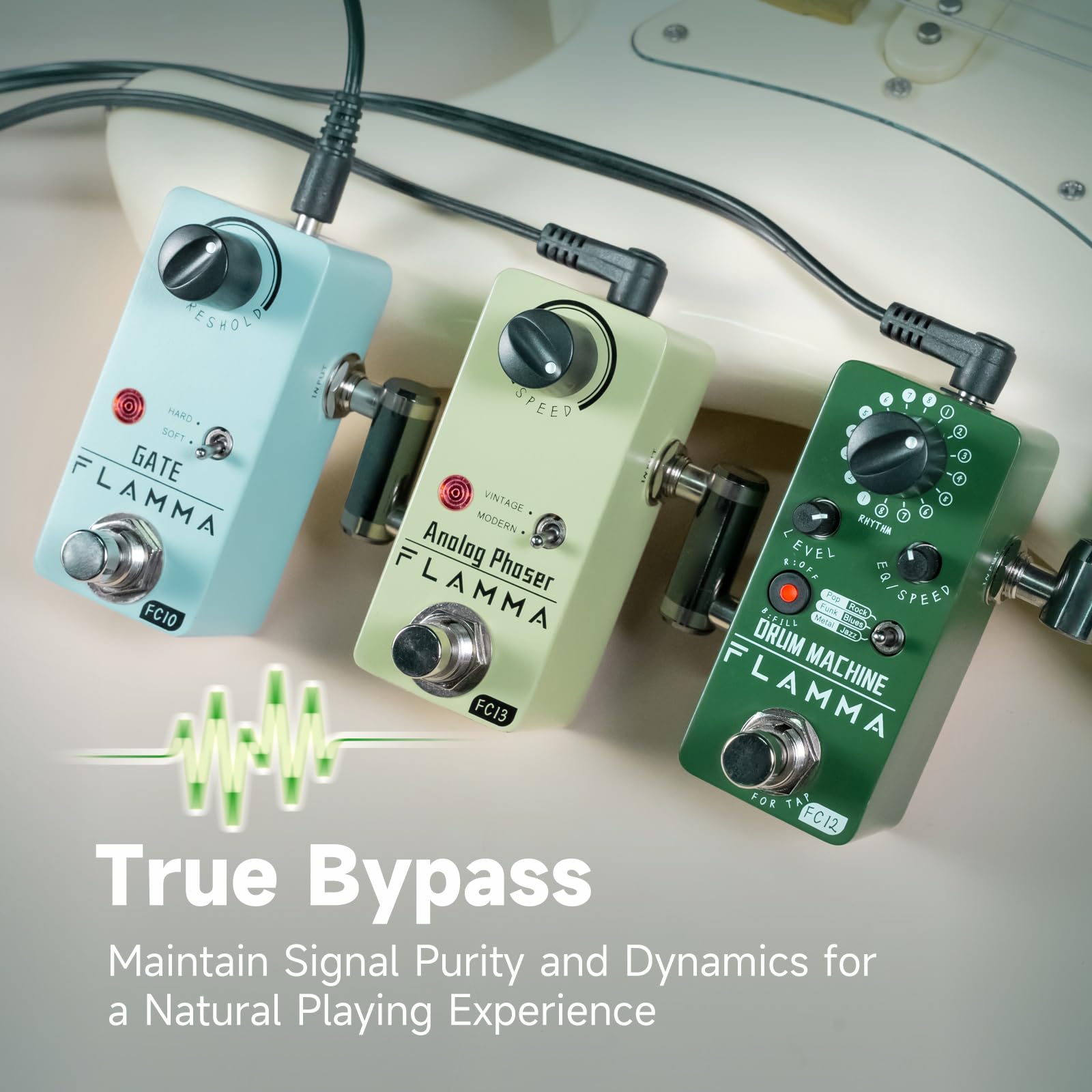 FLAMMA Noise Gate Pedal FC10 Noise Killer Gitarrenpedal Rauschunterdrückungseffekt 2 Modi für E-Gitarre und Bass True Bypass