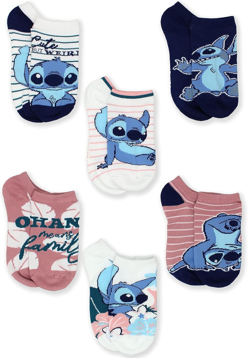 Disney Lilo Stitch Kids Adults 6 pack Socks Set