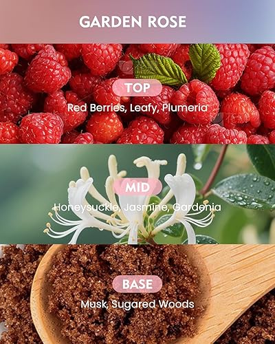 Miniatura 2 de M&SENSE Garden Rose perfumada, cera de soja natural de 11.6 onzas, no tóxica para el hogar, vela en tarro de 3 mechas, hasta 60 horas de tiempo de