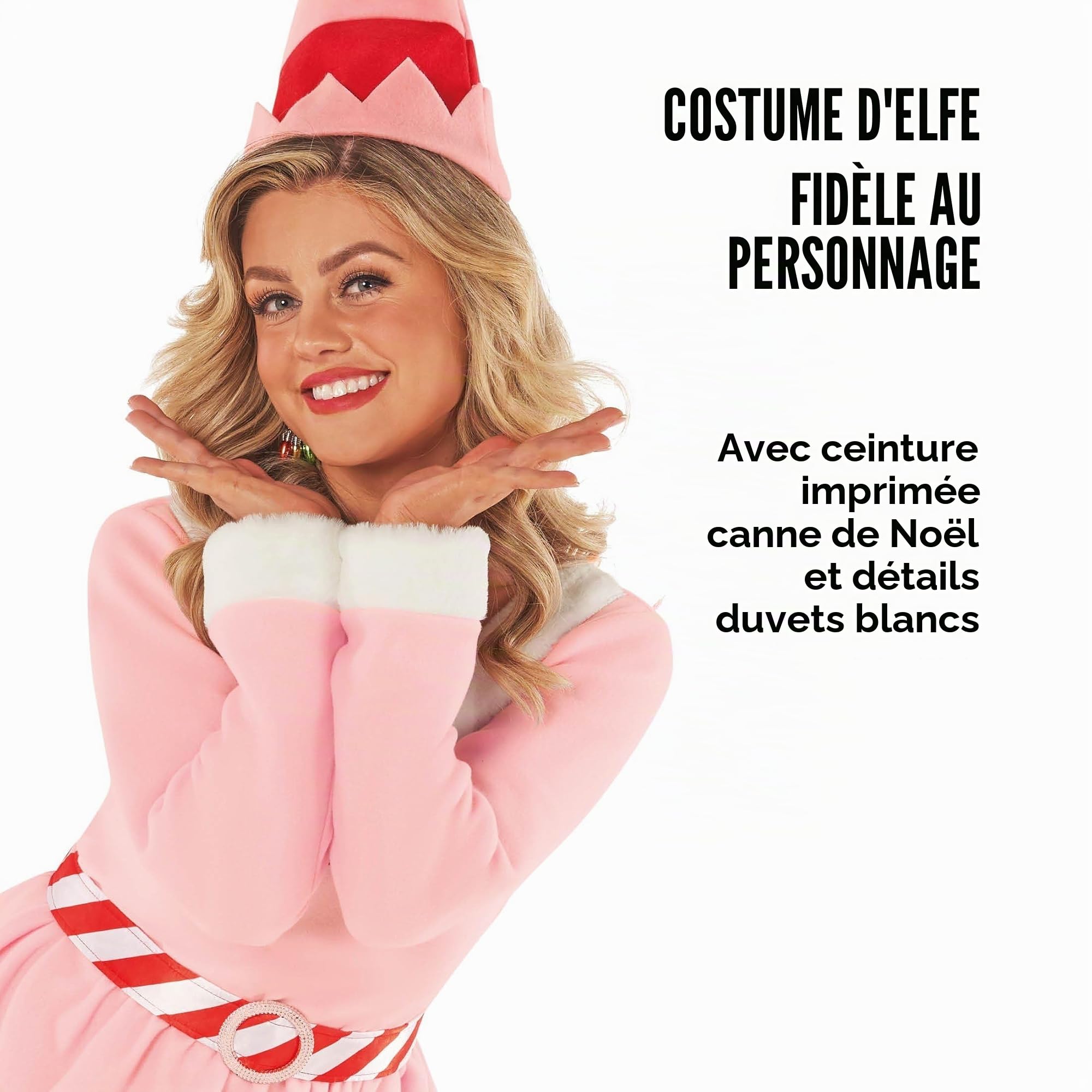 Morph Costume Lutin Rose Femme, Tenue Elf Noël, Déguisement Fête Festif, Robe Elf Amusante